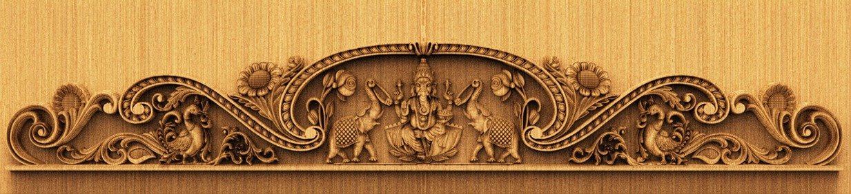 H God Frame - HB-37 Lord Ganesha Divine Archway 3D Relief Carving
